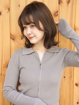 ブゾン(buZon) 【buZon ブゾン】外ハネくびれボブ×シルキーベージュ