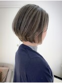 小顔/小顔ショート/小顔ショートボブ/ハイライト/白髪ぼかし