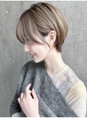 くびれショートオリーブベージュシャギーボブ30代40代50代銀座