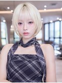 20代30代切りっぱなし顔周りレイヤーボブ/髪質改善/外ハネ