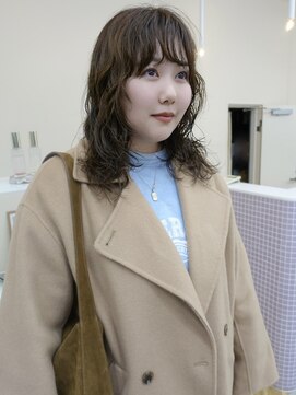 チーカ(chica) ミディアムレイヤーパーマ×オリーブブラウン