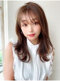 40代くびれレイヤー顔周りレイヤーラテグレージュブラウン