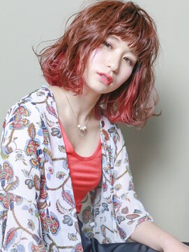 テトヘアー(teto hair) bob（ピンク、インナーカラー、ロブ）