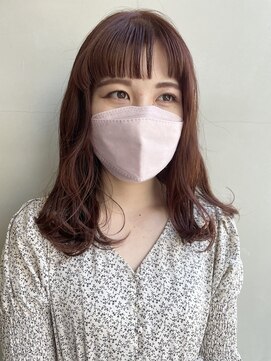 ヘアー アイス 御器所本店(HAIR ICI) オレンジブラウン × オン眉