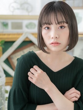 カバーヘアアンドスパ ブリス 浦和(COVER HAIR&SPA bliss) アッシュブラック前下がり切りっぱなしボブc5浦和20代30代40代