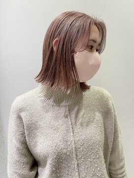 マイル 渋谷(mile) ピンクベージュ×切りっぱなしボブ