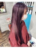 紫髪サラツヤストレート