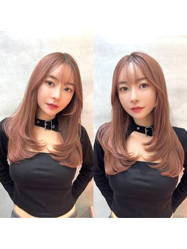 ロンドアベニール 北千住(Lond avenir) 韓国ヘア　レイヤーカット　ピンクベージュ　西田大樹