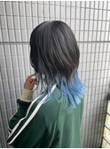 ハイレイヤー/ウルフカット/インナーカラーブルー