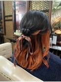インナーカラーハーフアップアレンジ