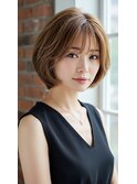 品格ショートボブ×シフォンベージュ