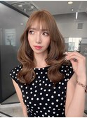 【稲永麻衣】ミディアムレイヤー/小顔レイヤー×ミントブラウン