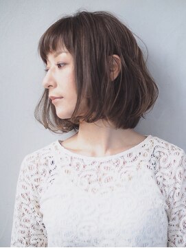 ヘアーループレル(Hair ruup Rell design works) ジダーベージュの柔らかボブ