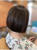 20代30代大人可愛い小顔ショート丸みボブナチュラルベージュ