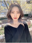 秋カラーマロンベージュくびれ韓国イルミナカラー