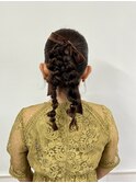 ヘアセット 結婚式セット ヘアアレンジ リボンアレンジ