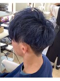 メンズカット×ダブルカラー×ネイビーブルーカラー