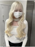 12525ホワイブロンド韓国風巻きワンホンヘアホワイトアッシュ