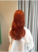 ビビットオレンジロングヘア
