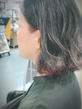 美容室髪結 赤系インナーカラー