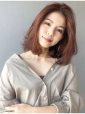 かき上げロブ 前髪なし イルミナカラー/Salon菅野恵