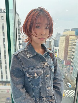 ギグスダブル 栄店(gigs double) チャコールオレンジ×ショートウルフ