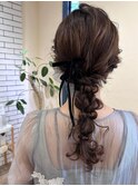お呼ばれヘアセット結婚式ヘアアレンジ大人可愛いロングヘアー