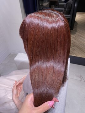 ステア ケース(stair case) ピンクブラウンカラーレイヤーカット前髪カットトリートメント