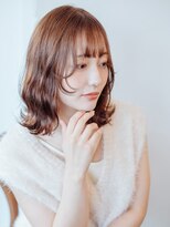 ビューティーヘア ケア 東尾道店(beauty Hair Care)&nbsp;波ウェーブパーマ裾外ハネミディアムスタイル/艶ピレンジカラー