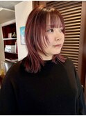 ボルドーカラー/ワインレッド/レイヤーボブ/レイヤーカット