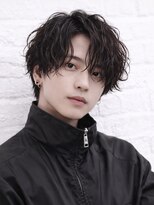 エイド 本店(aid)&nbsp;縦落ちツイストスパイラルパーマアップバング黒髪コンマバング