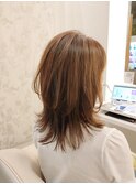 大人女性におすすめ☆鎖骨レングス×オレンジュカラー