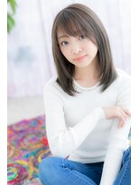 ミック 日暮里店(miq)&nbsp;シースルーバンググレイアッシュツヤ髪内巻きワンカールc1