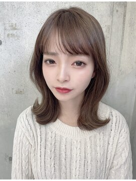 ロンドローズ 名古屋(Lond damaskRose) チョコレート 切りっぱなし イヤリングカラー 韓国ヘア 顔周り