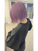 切りっぱなしボブ/ラベンダーカラー/ハイトーンカラー
