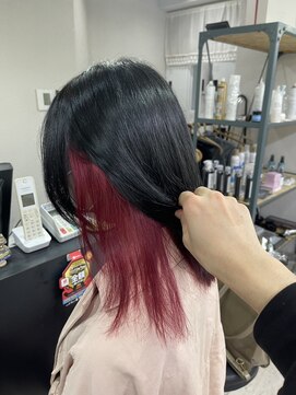 アジールヘア 所沢プロペ通り店(agir hair) インナーカラーREDレッド赤髪所沢10代20代