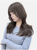 韓国風サイドバング艶感くびれヘア顔まわりミディアムヘア
