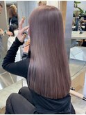 ブリーチなしダブルカラーピンクベージュミディアムボブ20代30代