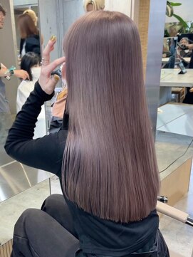 サンクプロジェクト(cinq PROJECT) ブリーチなしダブルカラーピンクベージュミディアムボブ20代30代