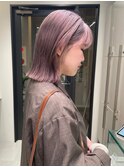 ラベンダーカラーラベンダーベージュ切りっぱなしボブ