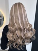 ラピス 福岡天神店(Lapis)&nbsp;ホワイトミルクティーベージュ×ピンクハイライトメッシュ