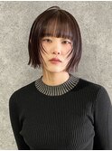 ミニボブ 顔周りカット 前髪カット ナチュラルブラウン 艶髪