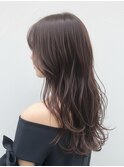 透明感ラベンダーグレージュ小顔レイヤーウェーブロング