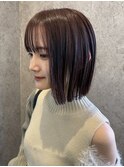 【切りっぱなしボブ】【ボルドーカラー】