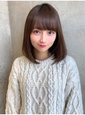 小顔20代30代40代◎外ハネボブミディアッシュブラウンネオウルフ