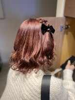 ピンクラベンダーカラーで可愛さ抜群♪編み込みハーフツイン