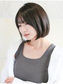 レイヤーエモージュ前髪パーマグレーベージュレイヤーボブ