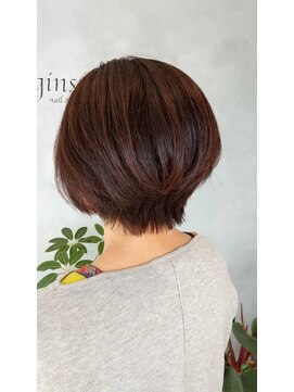 モア ヘアデザイン バイ オリジンズ つくばみどりの店(moA hair design by Origins) 丸いシルエットの大人ショートボブ