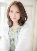 髪質改善センターパート先パーマミディアムa小山20代30代40代
