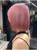 ハイトーンタッセルボブ切りっぱなしボブペールピンクブロンド